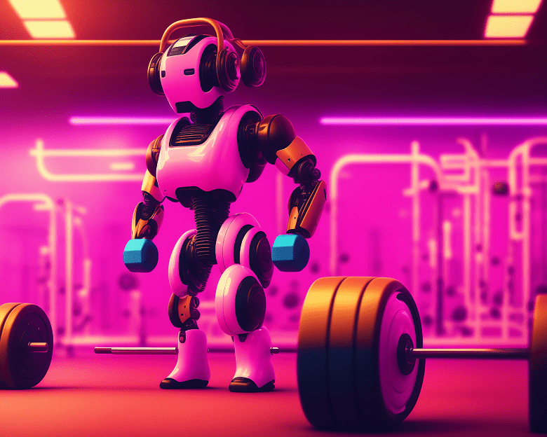 A robot working out in the gym